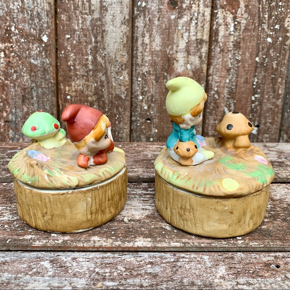 Vintage Elf and Mushroom Lidded Trinket Boxes (2) - Picture 8 of 8